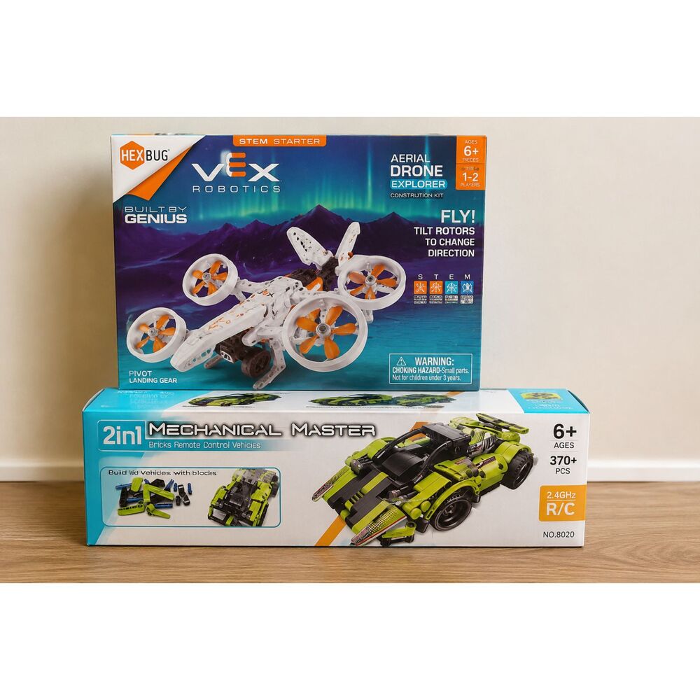 2 STEM Building Kit Bundle NEW – HEXBUG VEX Drone + Mechanical Master RC Car